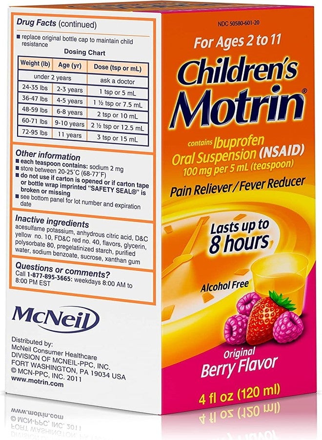 Motrin Child Berry Liq Size 4 Fluid Ounce, Pack of 6 - Image 3